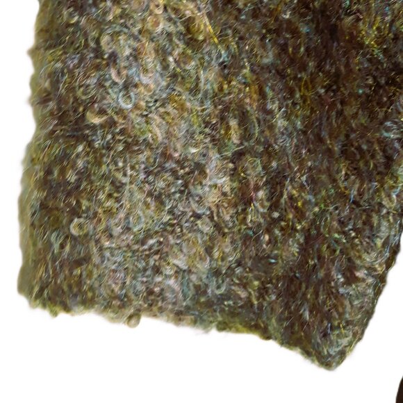 Fuzzy Green Mohair Blend Round Neck Dropped Shoulder Sweater L Jones New York - Picture 3 of 6